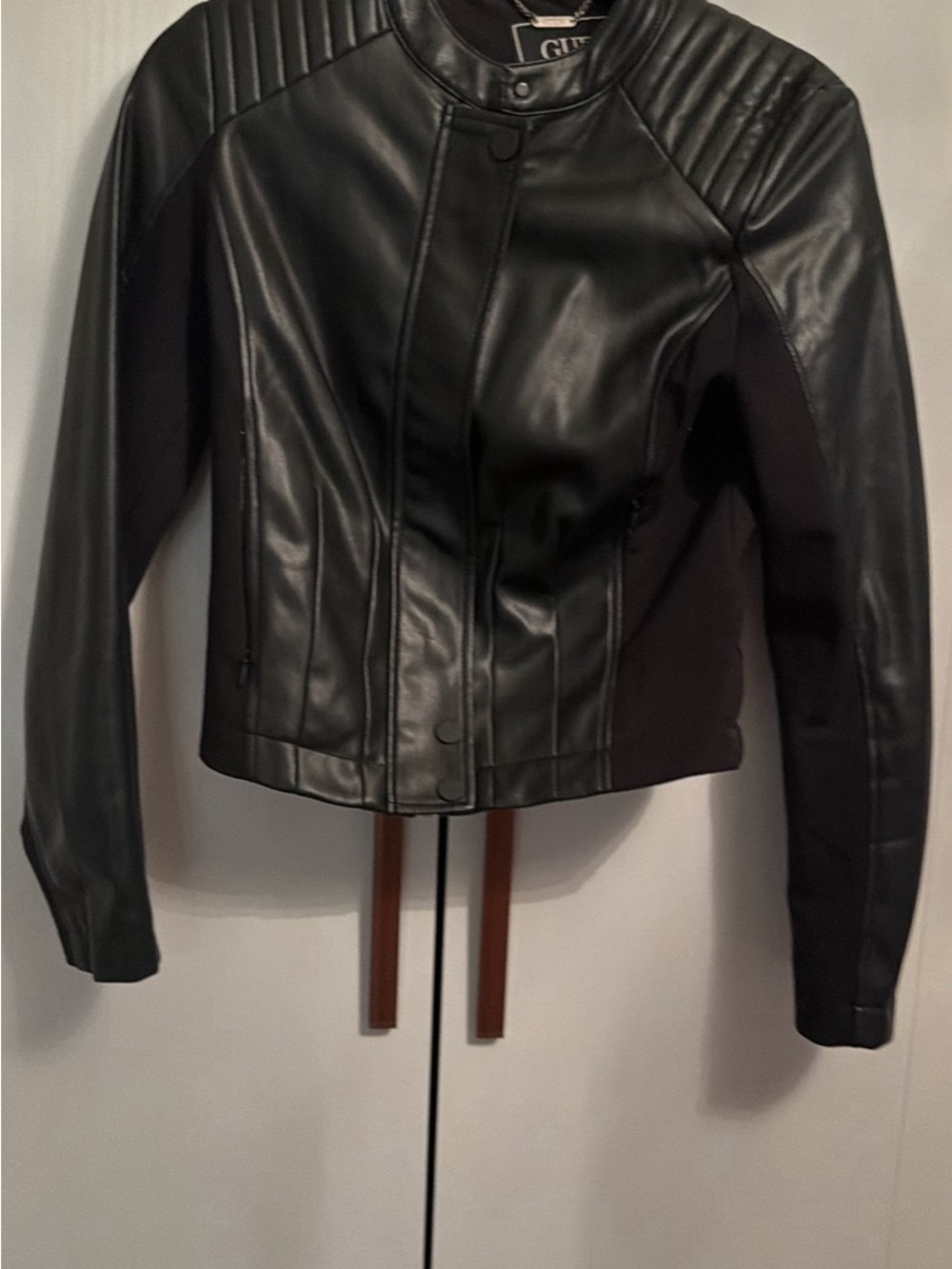 Guess Black Faux Leather Moto Jacket